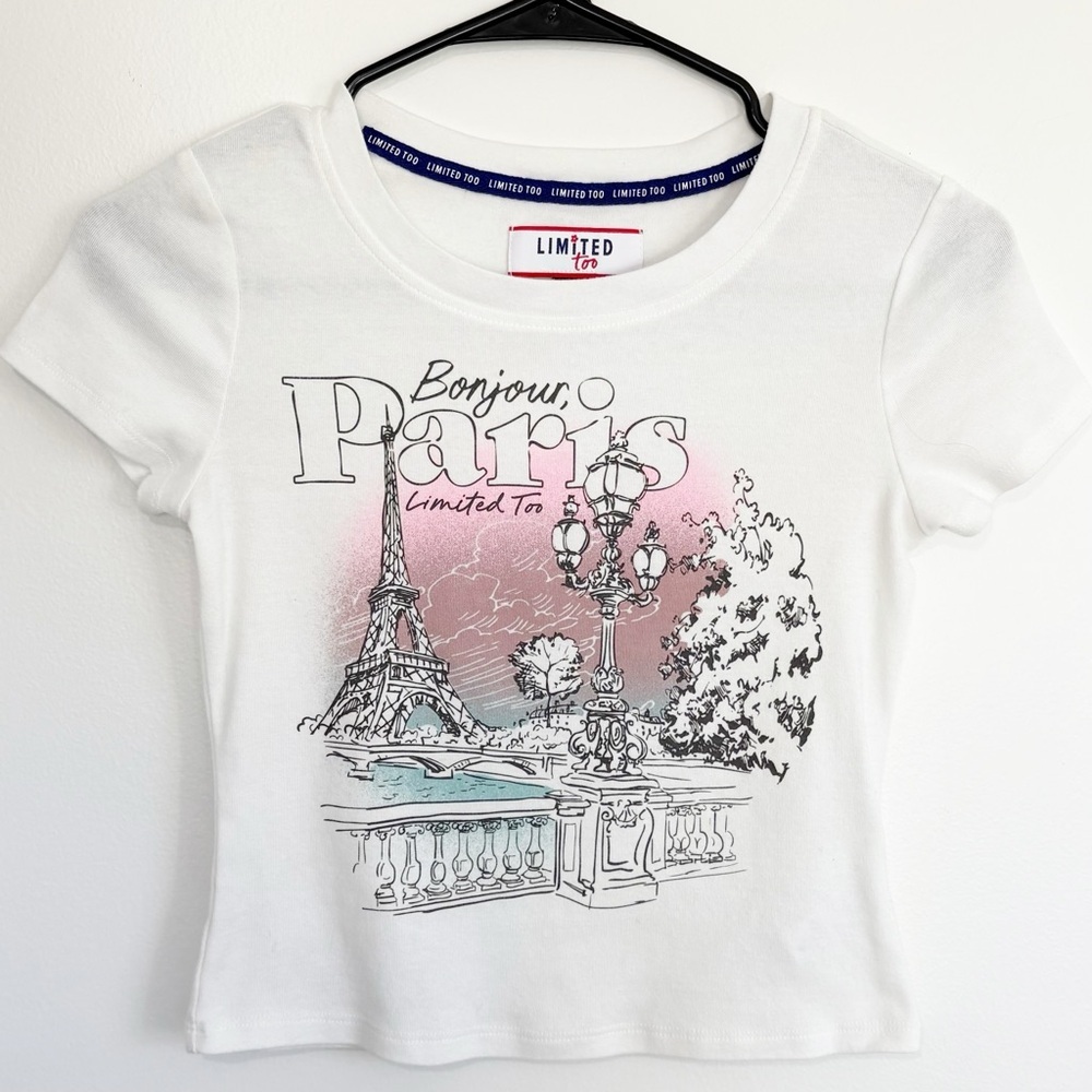 5/20$ LIMITED TOO Short Sleeve Graphic Tee White Girls Medium 8